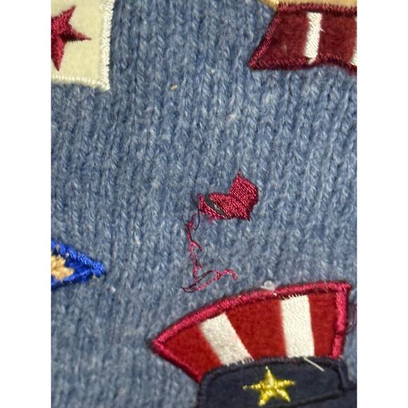 Christmas Sweater Vest America USA Snowman Santa Star Angel Blue Sz 3X Granny - Picture 5 of 8